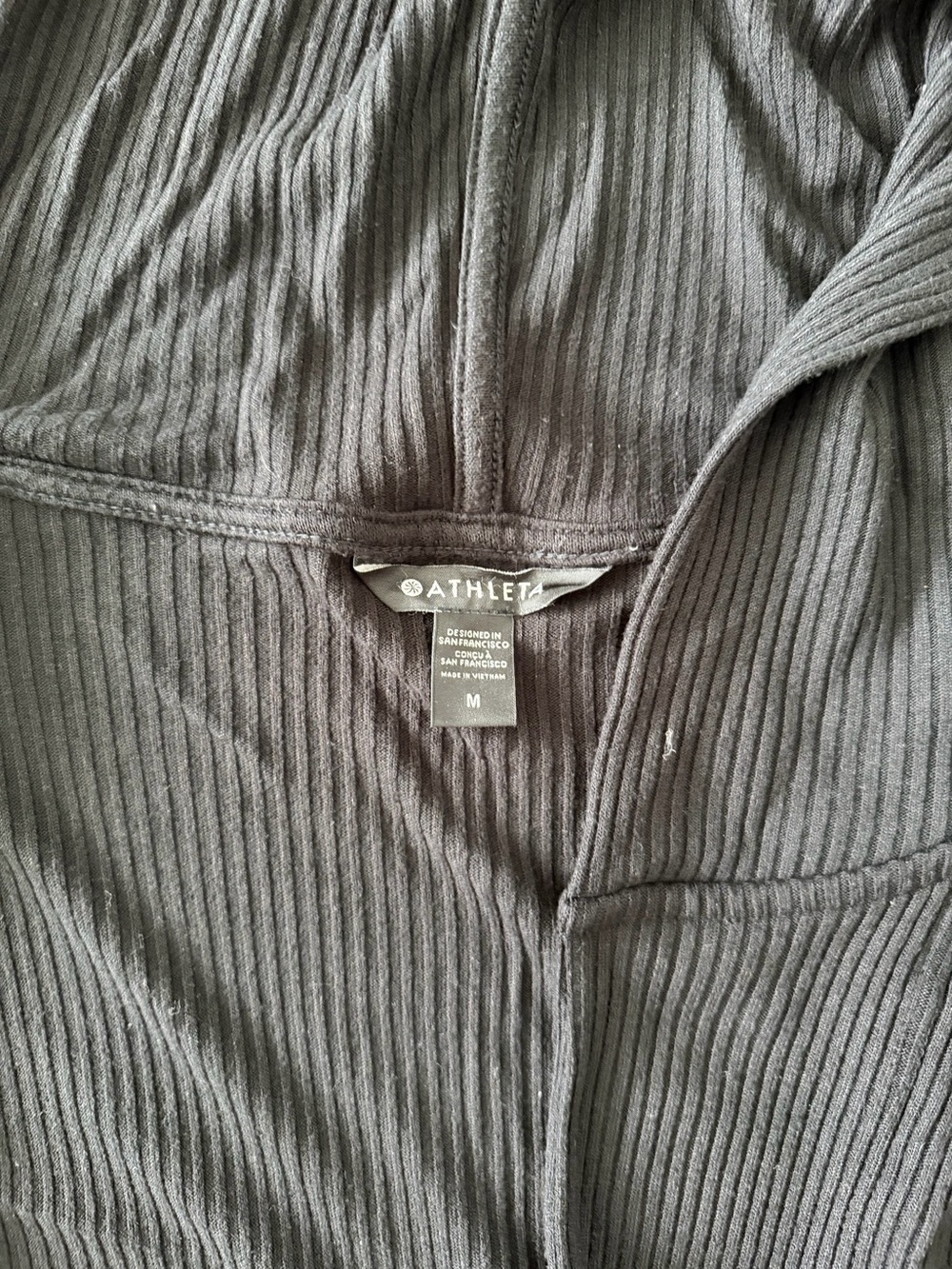 Athleta Black Ribbed Hooded Wrap Top - Picture 3 of 3